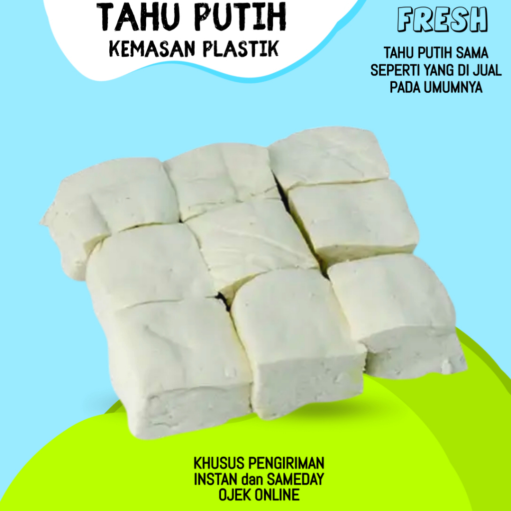 

Tahu Putih Kotak Bahan Fermentasi Kedelai Mentah Fresh Segar Isi 10 Per Bungkus