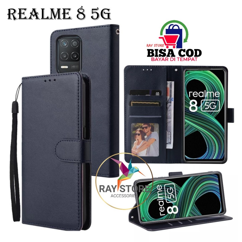 REALME 8 5G FLIP LEATHER CASE PREMIUM-FLIP WALLET CASE UNTUK REALME 8 5G