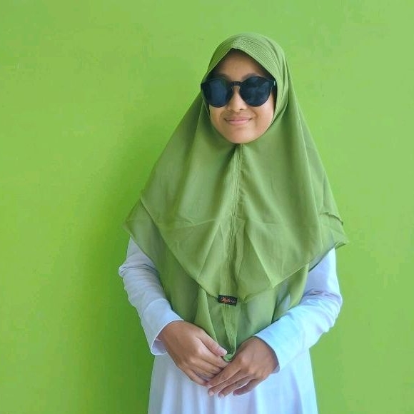 Hijab Instan Khimar Jilbab Kerudung ceruty 2 Layer Polos Jumbo Warna Hijau Muslimat