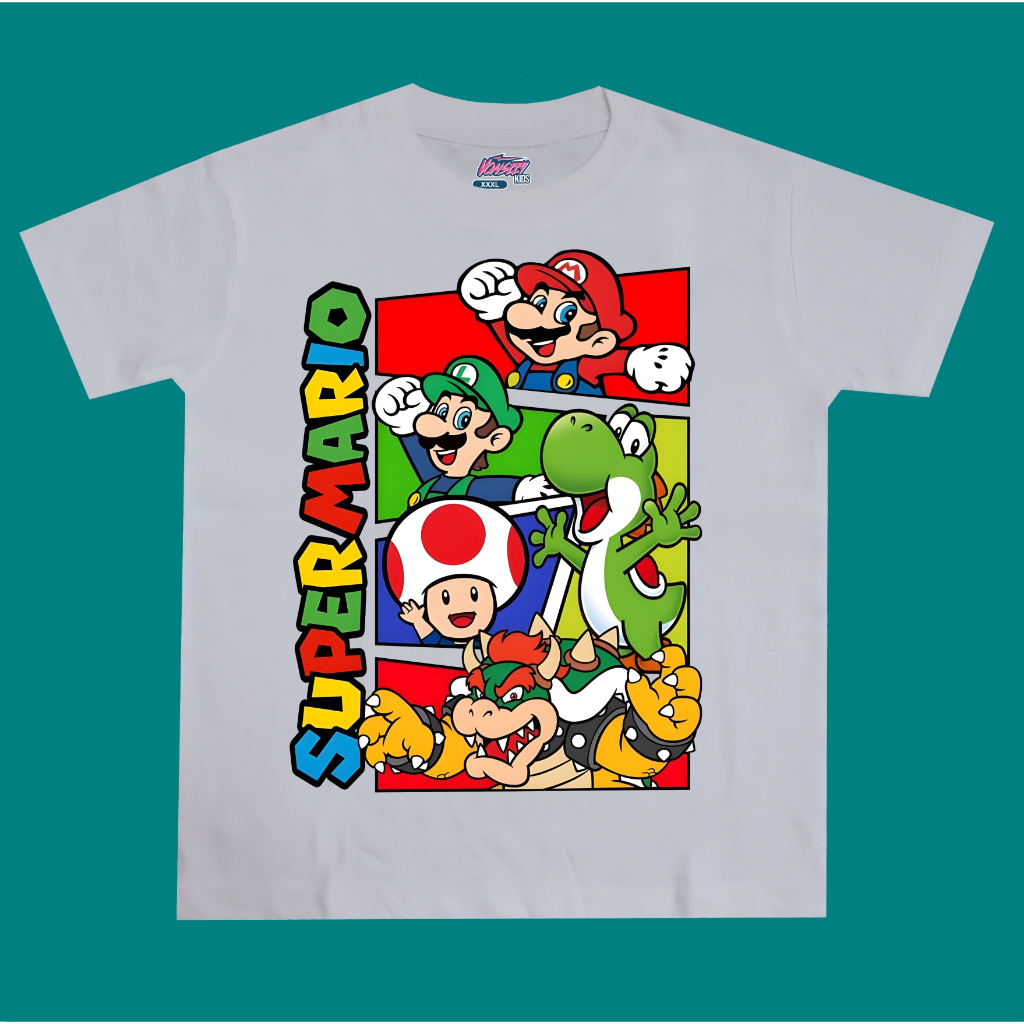 KAOS ANAK - BAJU SUPER MARIO BROSS KAOS ANAK MARIO BROSS T SHIRT KIDS KAOS MARIO BROSS KATUN COMBED 