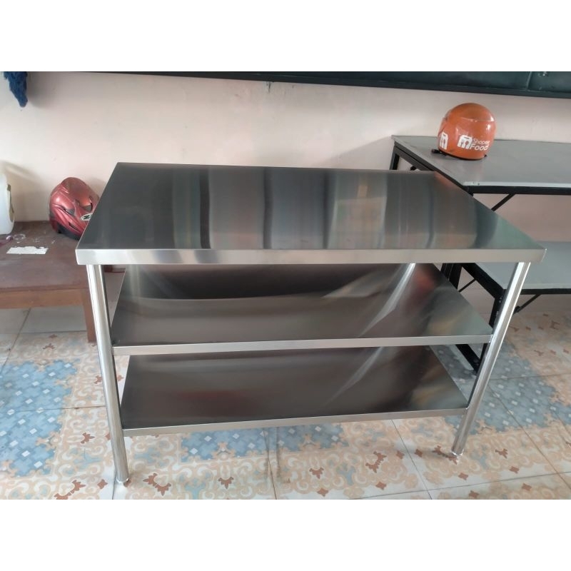 MEJA STAINLES 3 SUSUN ( 150x70x80 ) SS HL 201 1mm