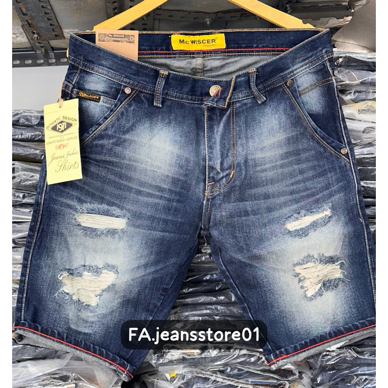 mc wiscer jumbo celana pendek sobek mc wiscer terbaru jeans distro mc wiscer