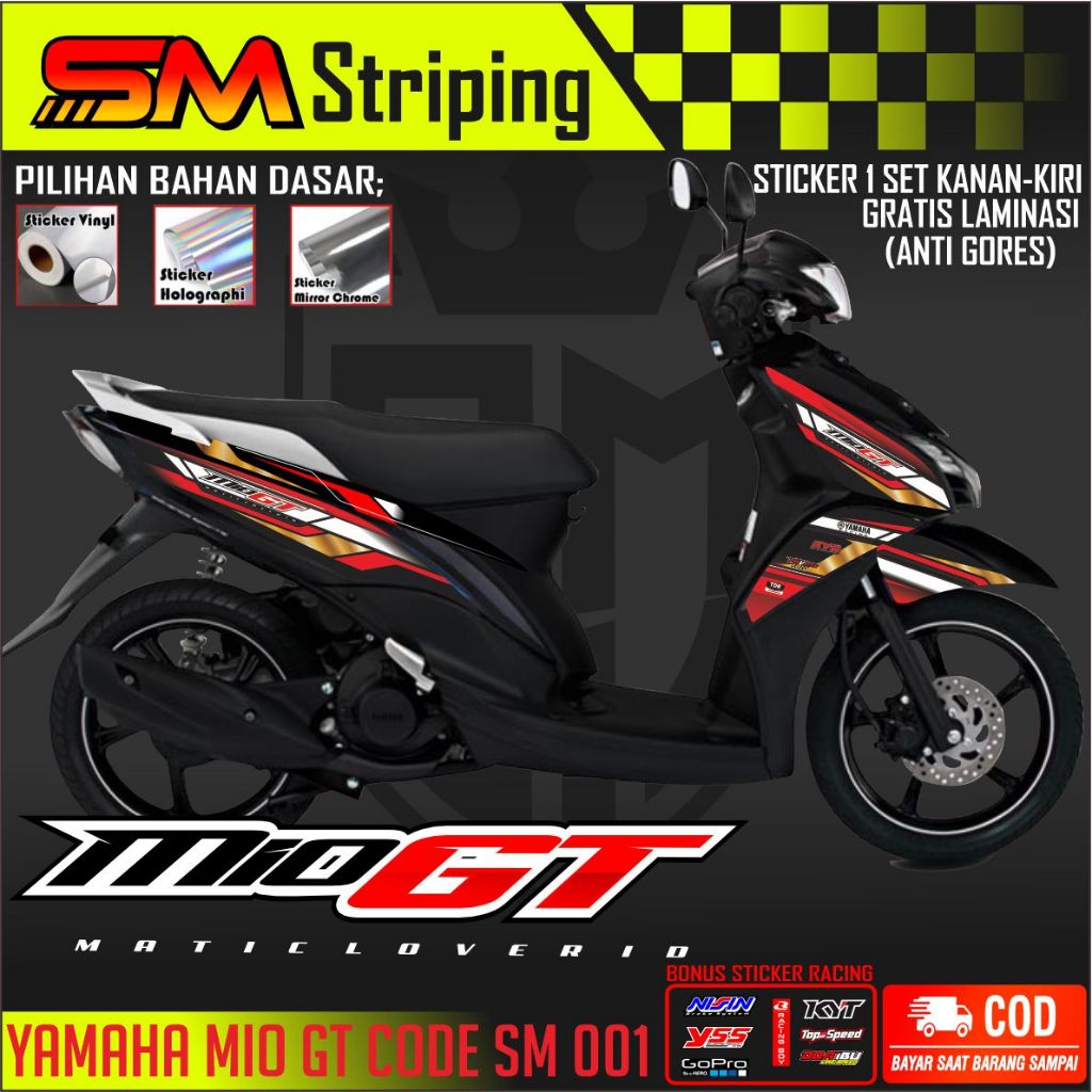 variasi stiker motor Mio GT Semi Full Body Stiker Mio GT Variasi Semi Full Body Striping Mio GT Vari