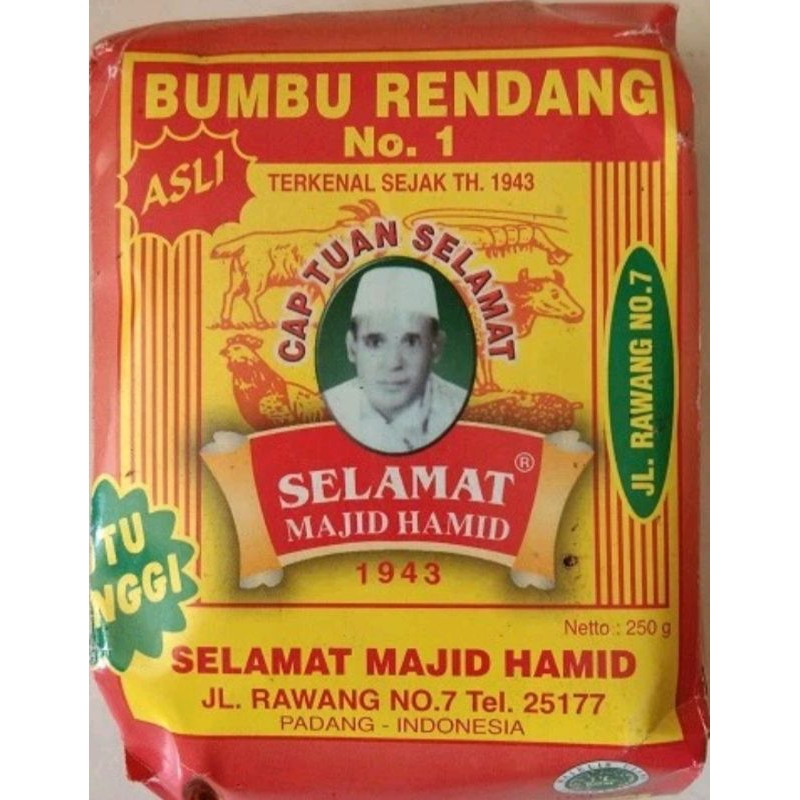 

Bumbu Rendang Padang Asli Racikan Khusus H. Selamat 250 Gram /Bumbu lauk rendang / Bumbu Giling Rendang / Bumbu Rendang kering / Rendang instan BEST SELLER