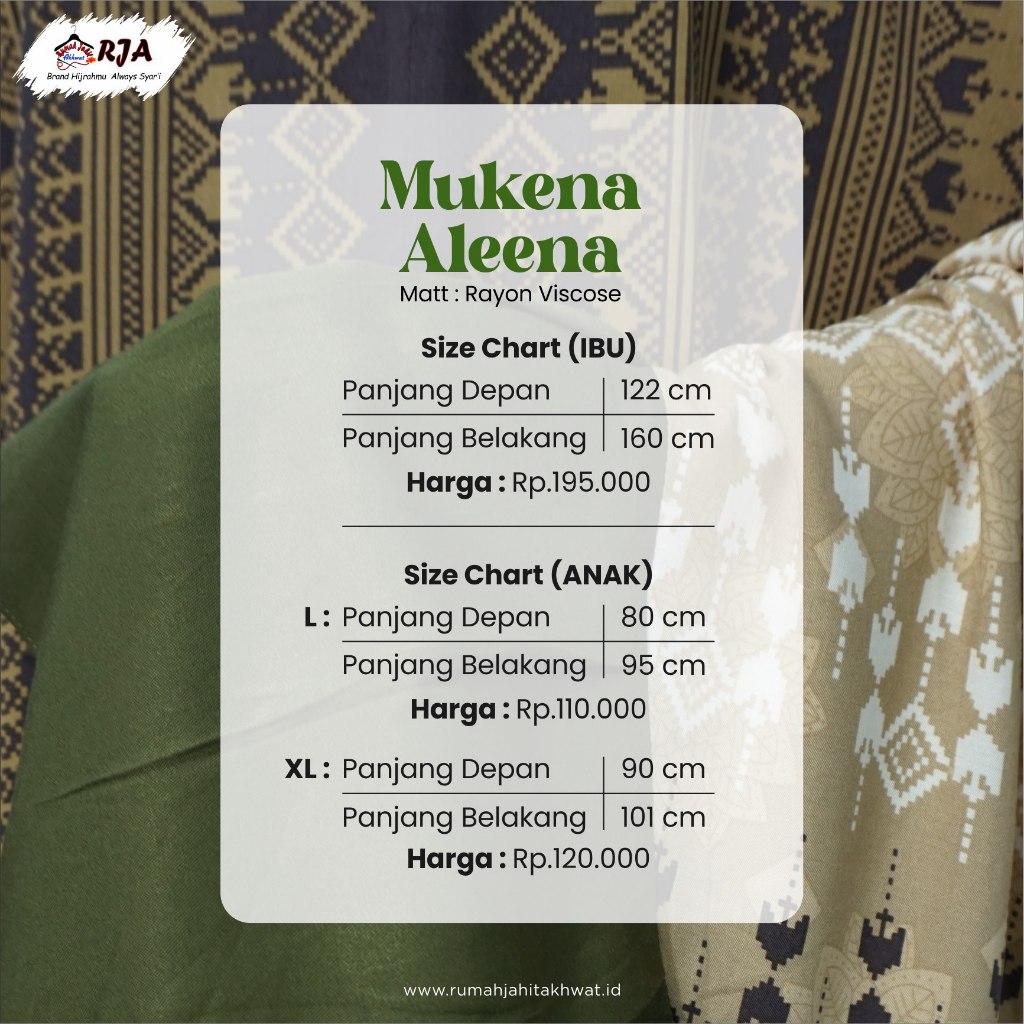 MUKENA RAYON PREMIUM,MUKENA JUMBO/MUKENA ADEM/MUKENA ALEENA RJA/MUKENA BATIK