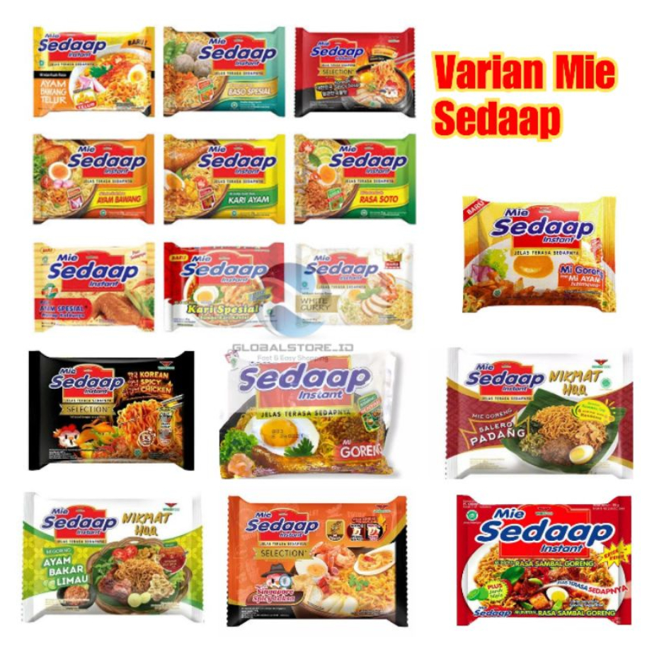 

Paket 10 bks Mie sedap / Mie Sedaap, tersedia 7 varian