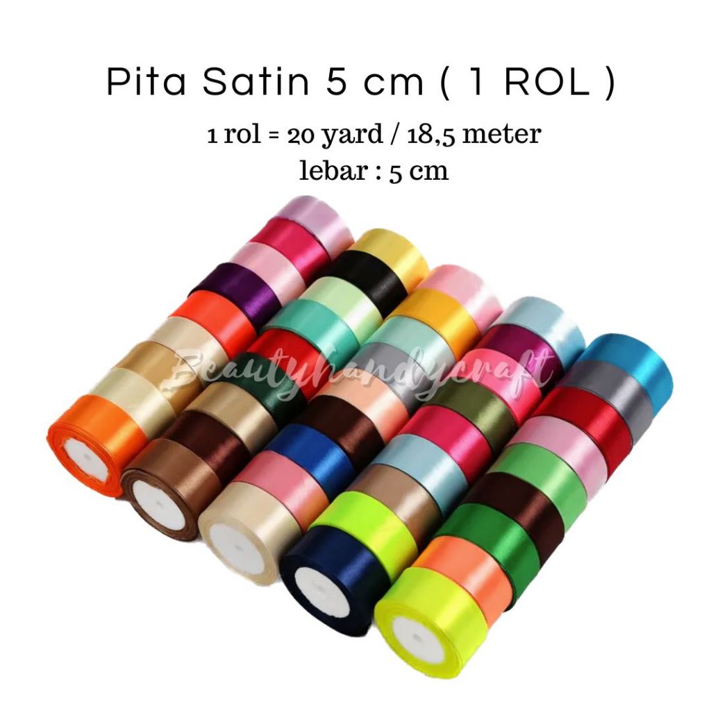 

Pita Satin 5 cm 2 inchi per rol pita kado hadiah gift wraping