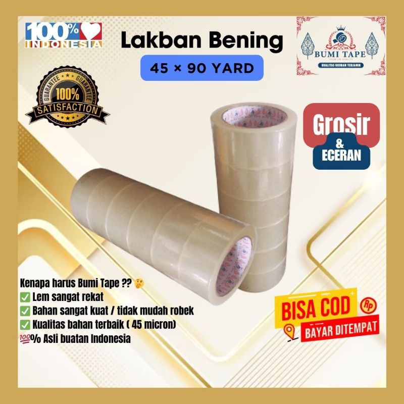 

LAKBAN TAPE BENING 45 × 90 YARD 1 SLOP / 6 PCS PACKING SOLASI ISOLASI SELOTIP SOLATIP PAKET TEBAL MURAH KUAT DISKON SIZE UKURAN TRANSPARAN MURCE ASLI ORIGINAL GRATIS ONGKIR BISA DIJUAL GROSIR ATAU ECERAN 100% INDONESIA BUMI TAPE VIRAL FYP SHOPEE