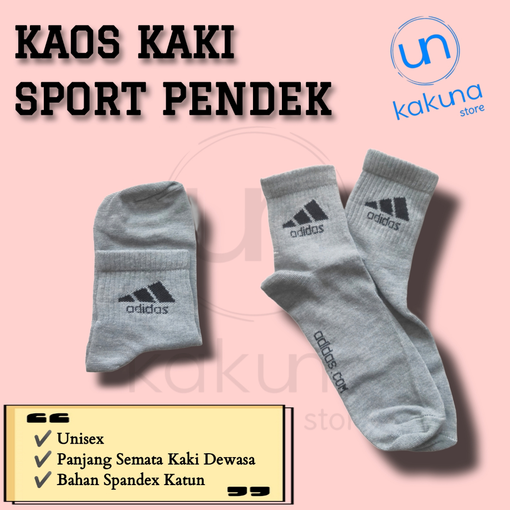 Kaos Kaki Olahraga Pendek Adidas Abu-Abu