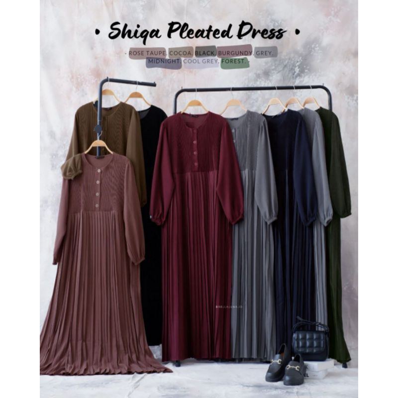 SHIQA PLEATED DRESS (Last Stock) by Bellaluna / Gamis Plisket bahan Zarra Airflow / Dress Crinkle