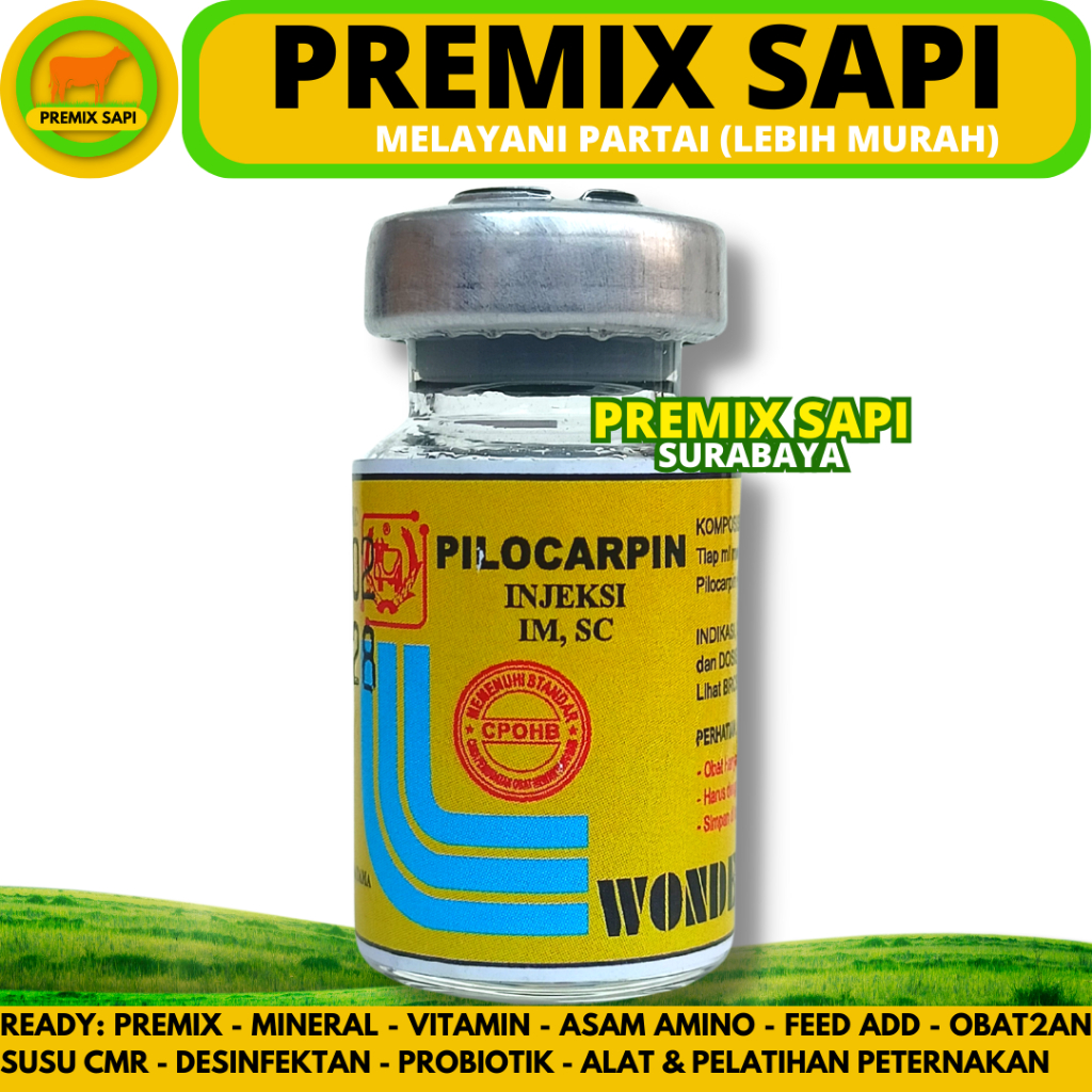 Obat Kembung Hewan PILOCARPIN INJ 5ML WONDER - Obat Kembung dan Kolik Sapi Kuda Kambing Domba Anjing