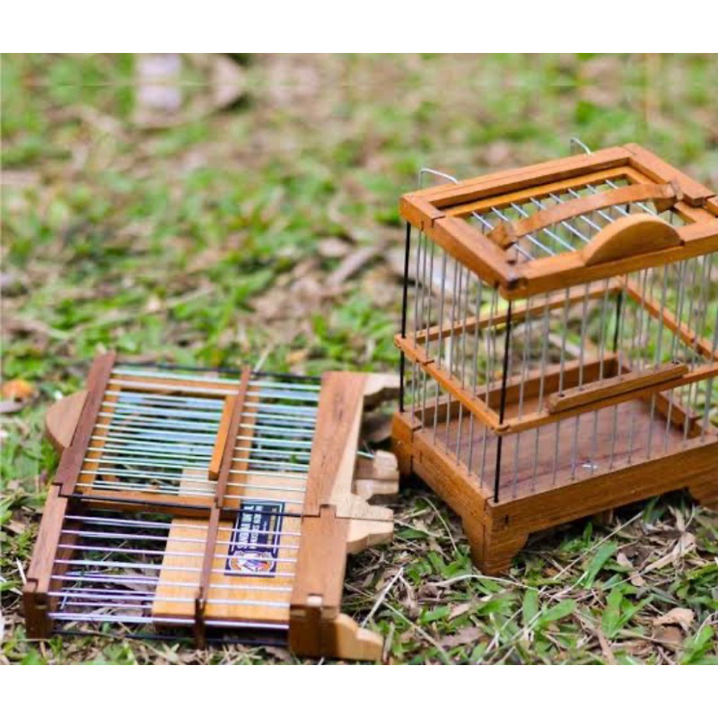 sangkar untulan lipat jati jeruji fiber,sangkar pleci