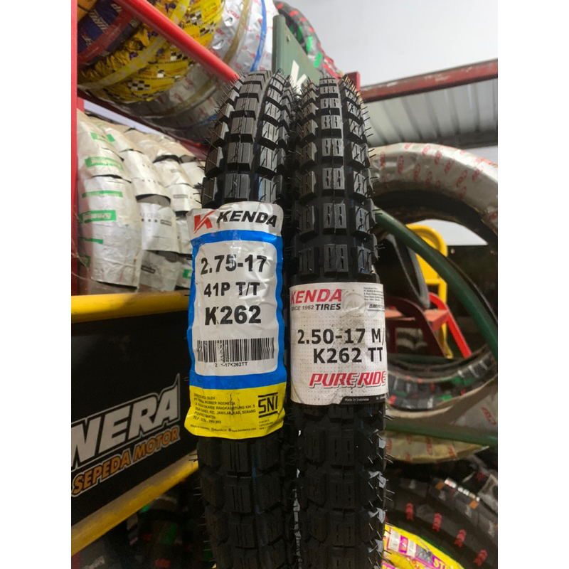 KENDA TRIAL TIPE K262 NON TUBLES PAKET 2PCS BAN LUAR 250-17 275-17
