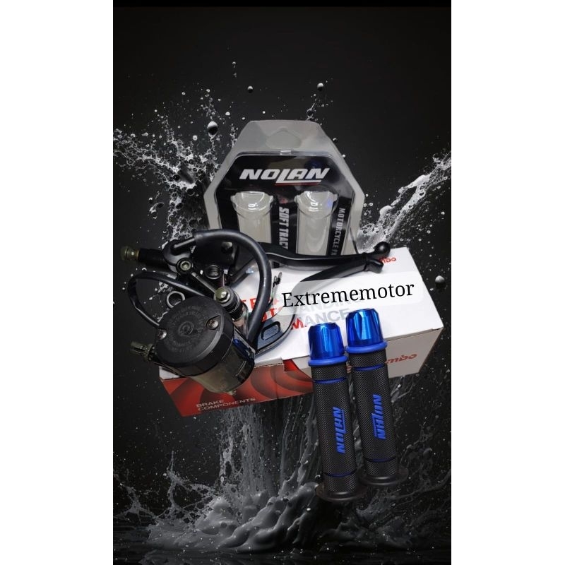 handle master rem tabung bulat bigsmoke kiri kanan model rcb motor satria fu + handgrip nolan premiu