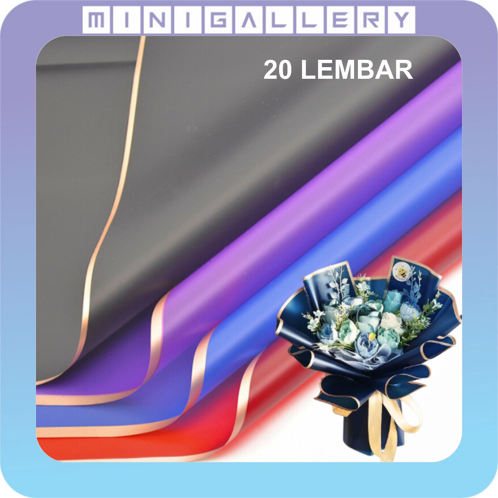 

20 LEMBAR Flower Wrapping Paper Varian List Gold Emas Kertas Buket Bunga Florist Cellophane KB6068