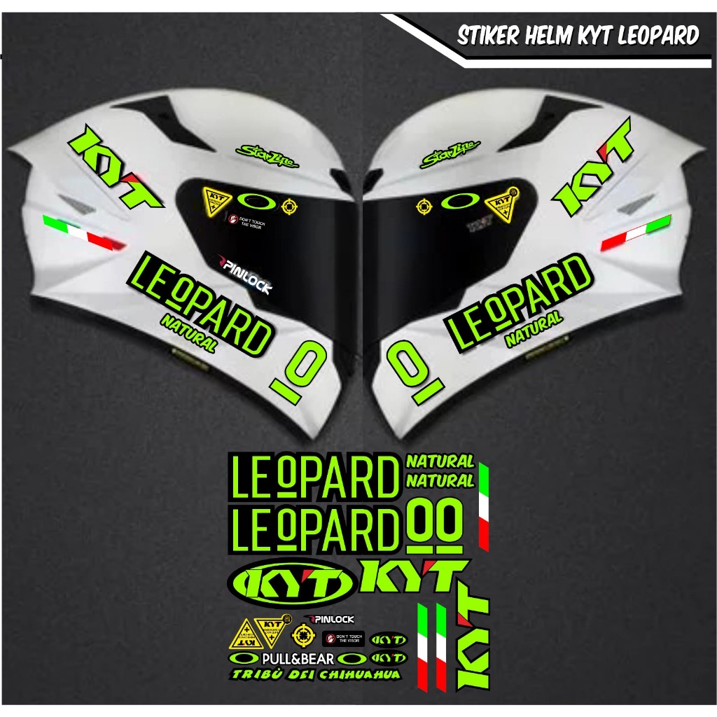STIKER HELM LEOPARD KYT FULL SET / FULL FACE / HALF FACE