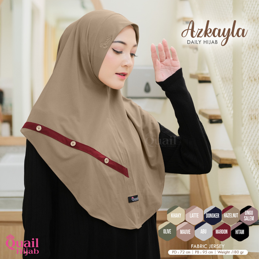 Jilbab AZKAYLA Quail Original Daily Instan Jersey Premium Terbaru COD Distributor Resmi