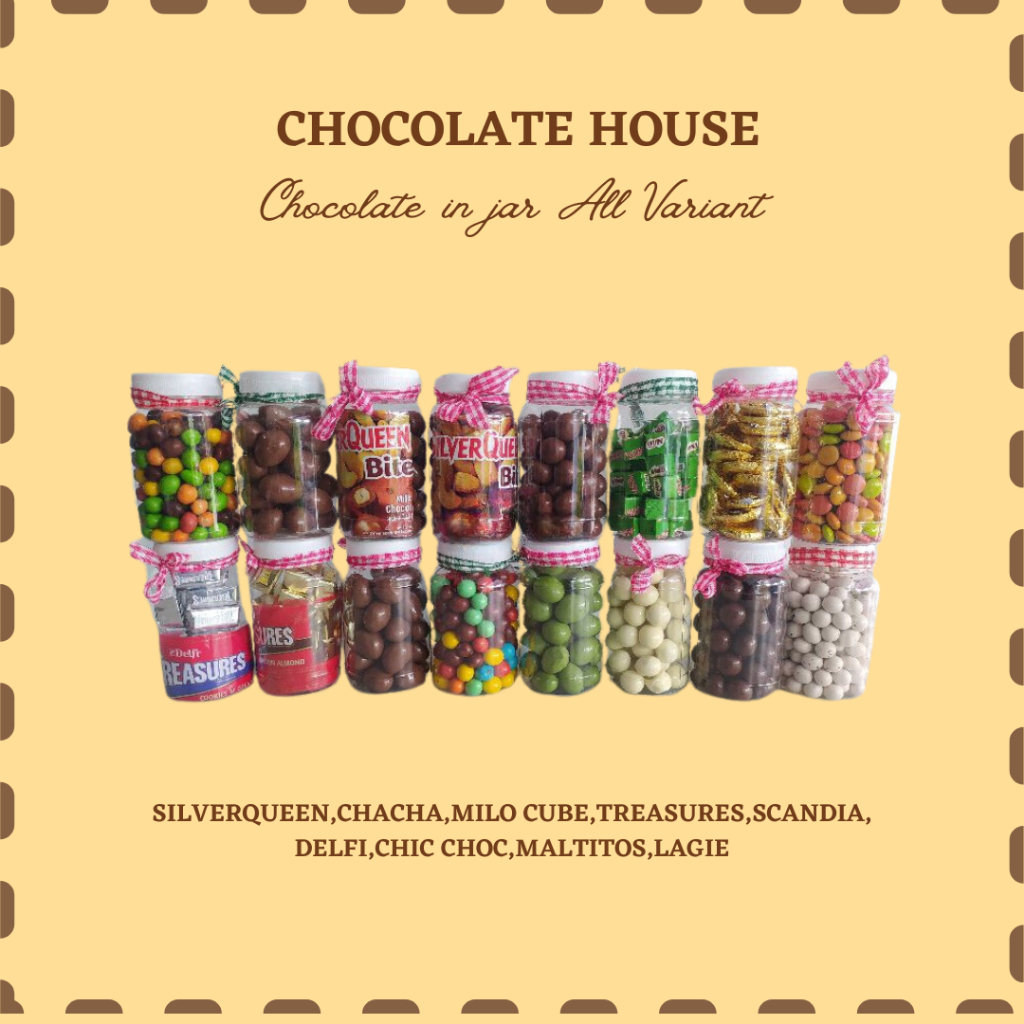 

Chocolate in Jar Cokelat Botol Mix Ukuran Silverqueen | Chacha | Treasures | Delfi | Chicchoc | Lagie | Maltitos