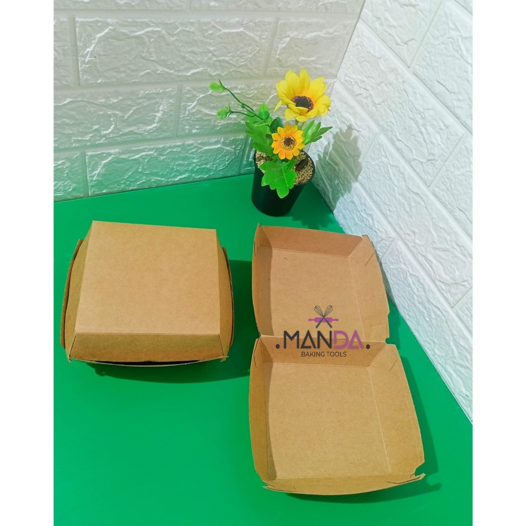 

Brown Paper Box Kardus Burger Wadah Makanan