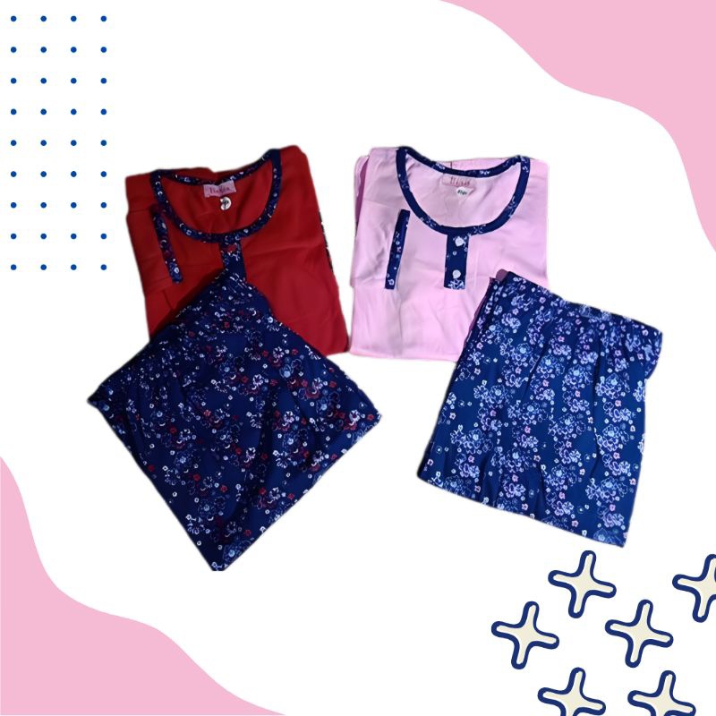 Setelan Baju Tidur Wanita Dewasa||Bahan Kaos Adem Nyaman Dipakai