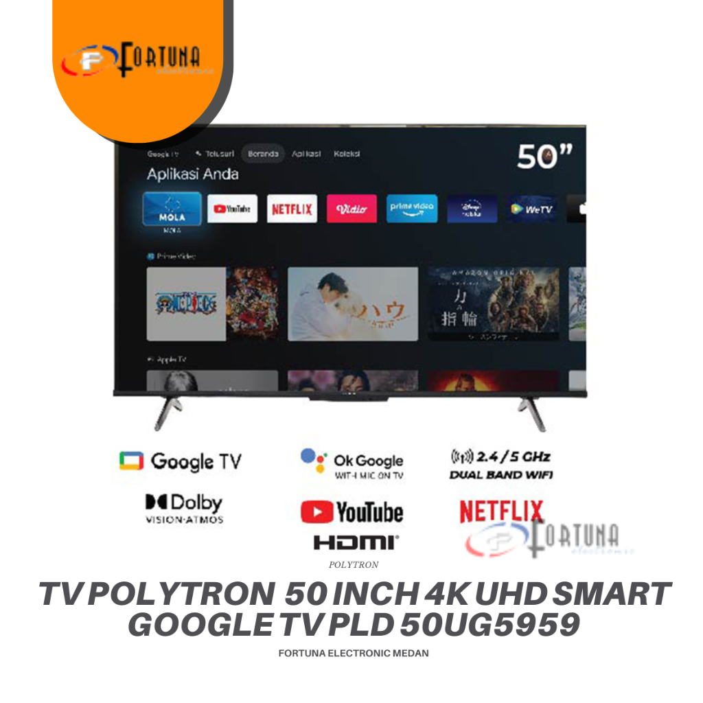 TV POLYTRON 50 INCH GOOGLE TV UHD 4K PLD 50UG5959/9959/5059 MEDAN
