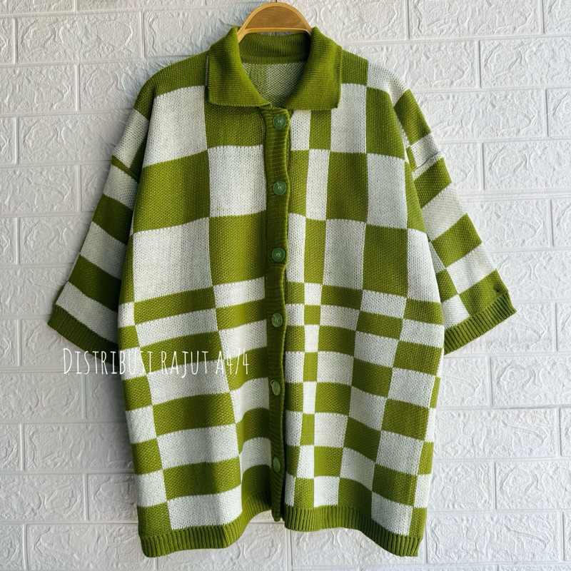 KNITWEAR OUTFIT FUJI CARDIGAN RAJUT MOTIF KOTAK OVERSIZE