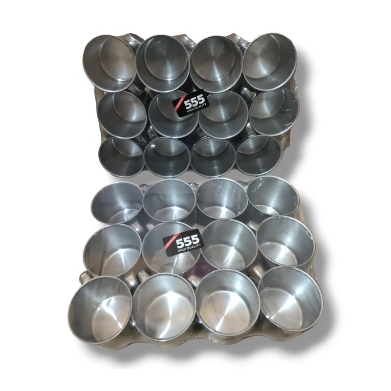 MUG STAINLESS/ CANGKIR KALENG KECIL / GELAS TANGKAI STAINLESS 1 LUSIN/12 PCS