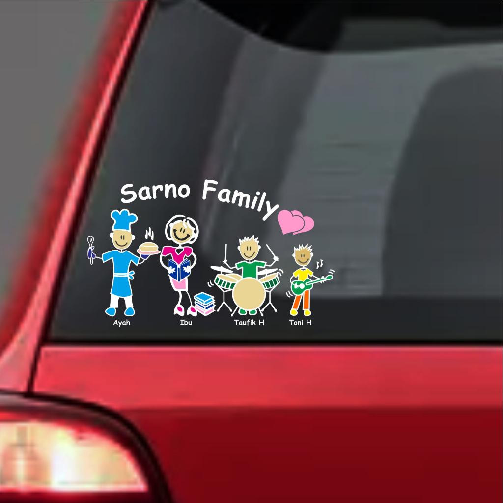 STIKER MOBIL CUTTING STICKER HAPPY FAMILY KARAKTER LUCU VARIASI AKSESORIS MOBIL