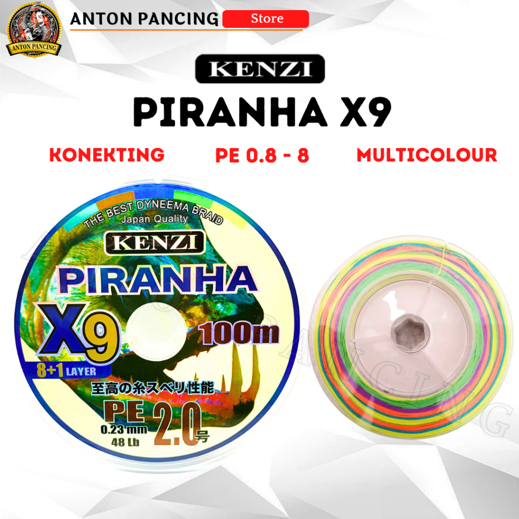 Senar Pancing Kenzi Piranha X9 Multicolor PE 0.8 s/d PE 8 50-100 M 9 Lilitan Konekting