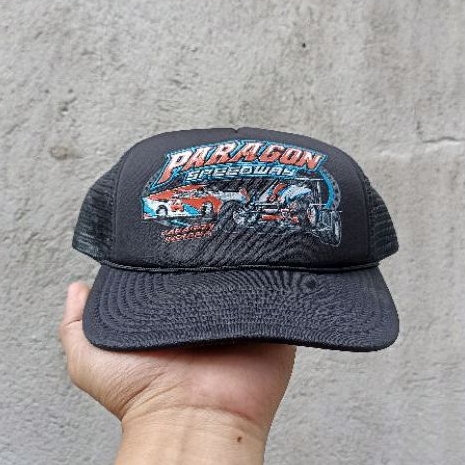 Paragon Speedway Indiana VTG Hat Cap Trucker Racing Funny Car Dragster 80s Black