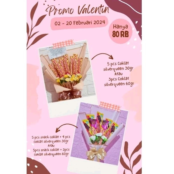 

buket promo valentin (keterangan isi buket ada di foto)