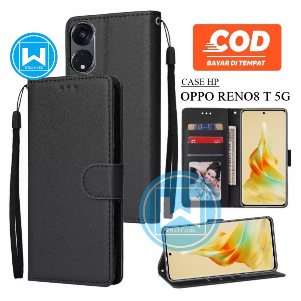 Case Flip Wallet Oppo Reno8 T 5G Premium Case Flip Wallet Kulit/Casing Dompet Hp