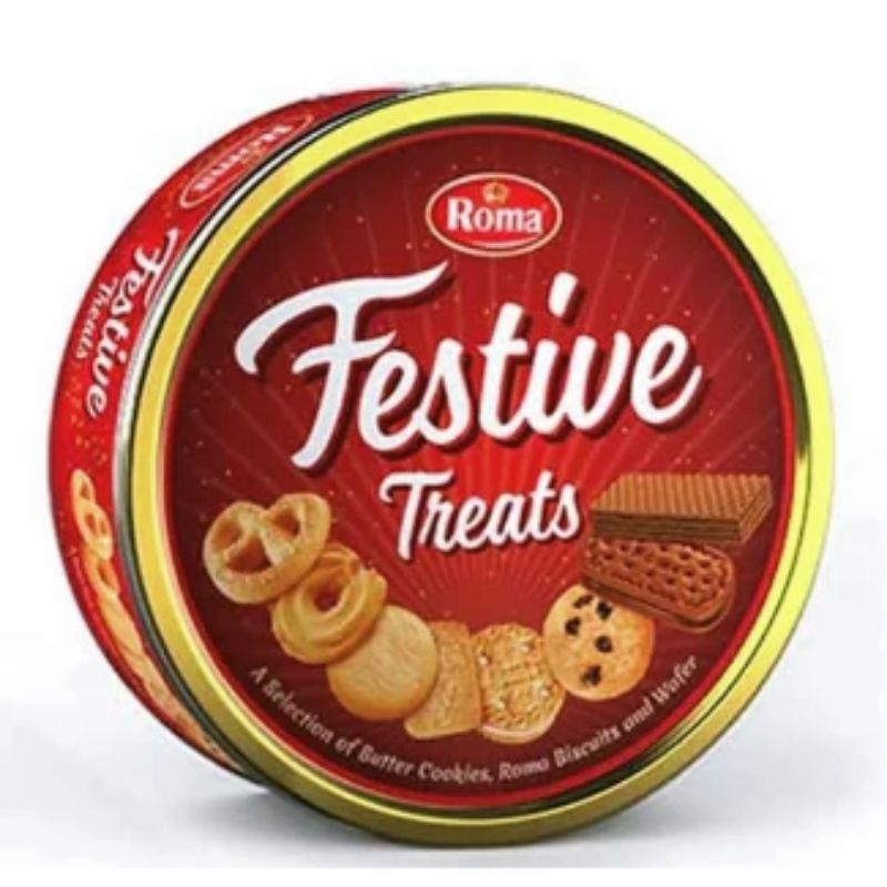 Roma festive treats kue kaleng besar//kecil
