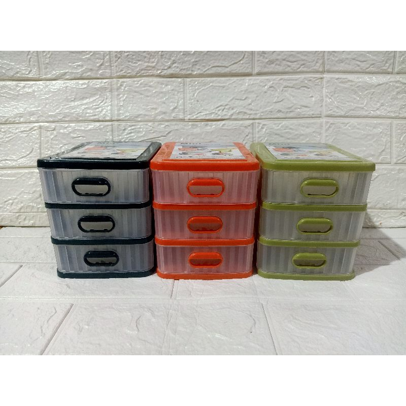 MS Laci plastik mini serbaguna 3 susun laci obat tempat makeup 3037