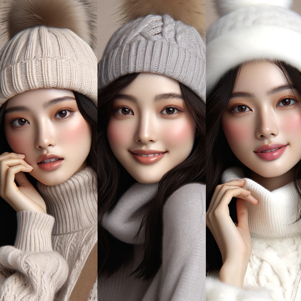 Kupluk Set Wanita Rajut Hangat PomPom Winter - 0Winter Knitted Beanie Pompom Scarf Set Woman /Topi K