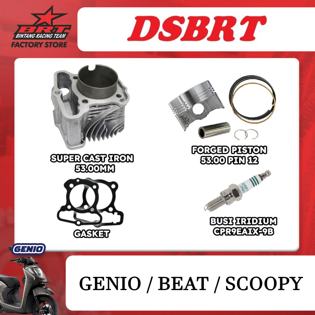 BLOK BORE UP BRT GENIO BEAT Deluxe SCOOPY STREET FI ESP Cast Iron Forged Piston 53mm