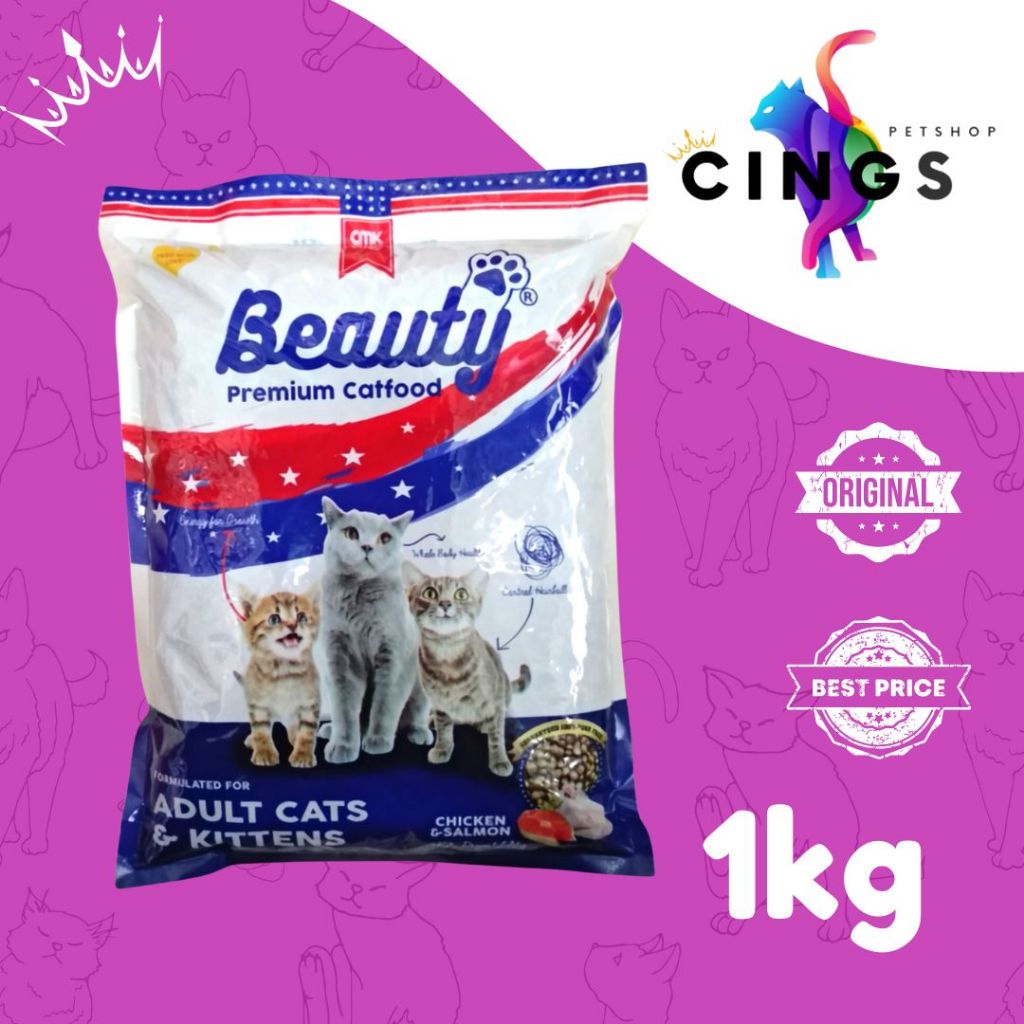 BEAUTY CAT FOOD 1KG adult kitten makanan kucing beauty