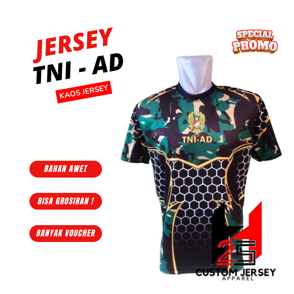 Baju Kaos Jersey TNI AD Full Printing Jersey Custom TNI Kaos Olahraga TNI