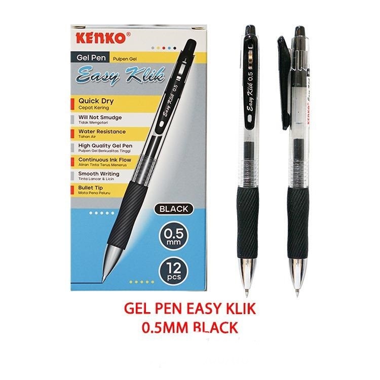 

Pulpen Gel Easy KLIK 0,5 mm Kenko ( Per Lusin ) +