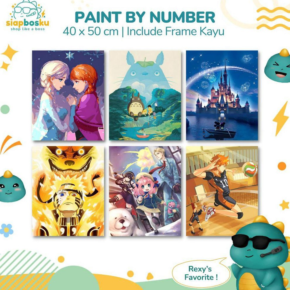 

KODE J75A PAINT BY NUMBER 4x5 CM AESTHETIC KARAKTER KANVAS PAINTING KIT WITH FRAME SIAP LUKIS