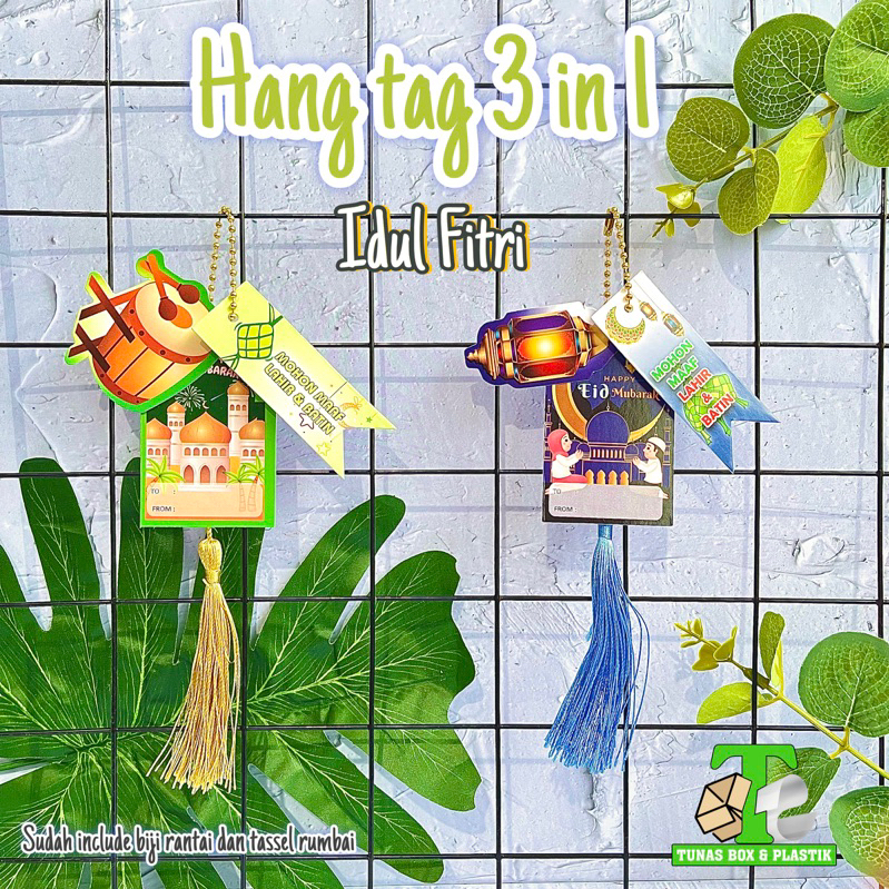 Hang Tag Idul Fitri 3 lapis include rantai dan rumbai | Hang Tag Bundle Tema Idul Fitri | Hang Tag L
