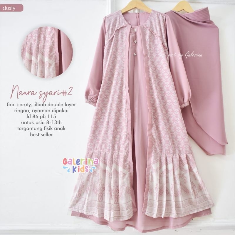 (Syar'i kids) Naura syar'i kids #1 #2 ORI Galerina/ Latulip syar'i kids by sancaka// gamis+khimar an