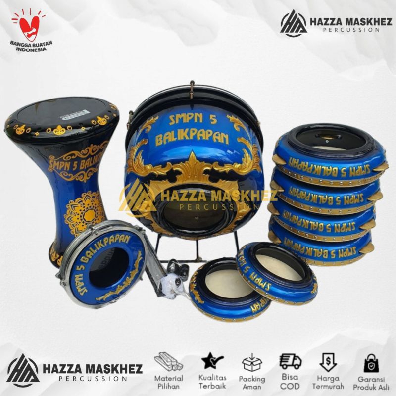 Rebana Hadroh Jepara Motif Ukir Gradasi Full Set Alat Hadroh KUALITAS TERBAIK