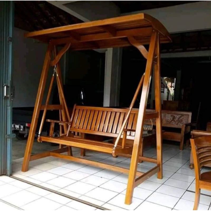 kursi ayunan teras outdoor jumbo kayu jati jepara
