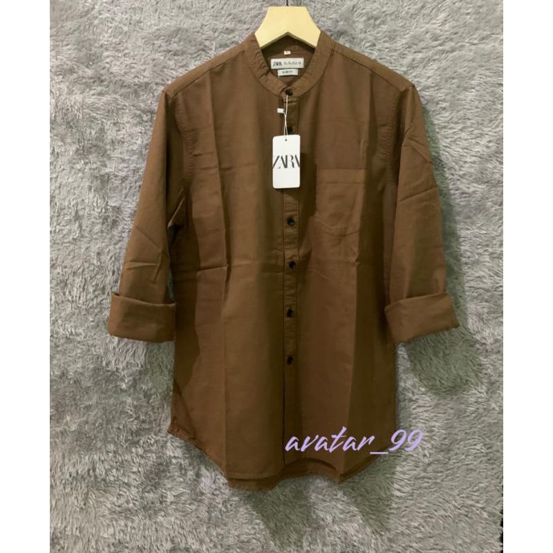 kemeja Zara Man polos pria lengan panjang kerah sanghai kemeja Zara Man kemeja Zara Man pria lengan 