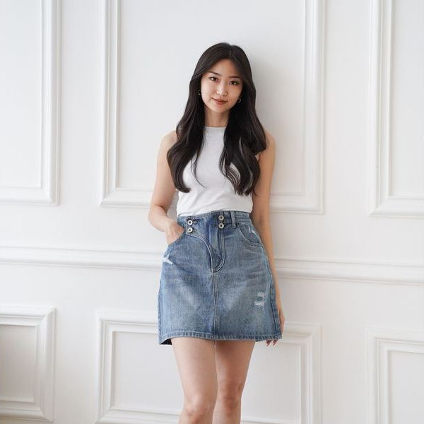 Amora Denim Skirt / Rok Denim Wanita / Rok Jeans Wanita