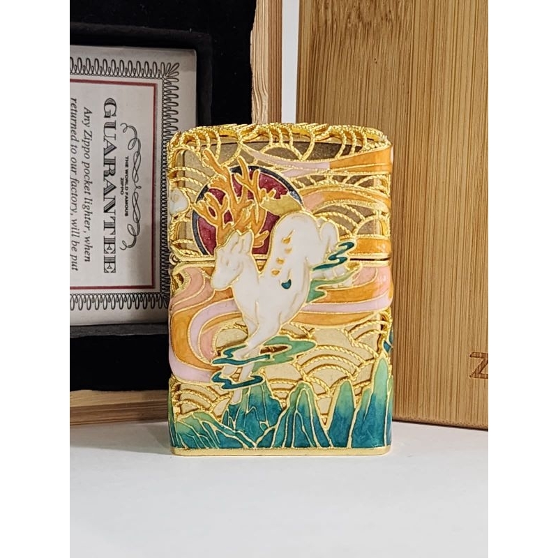 Original Zippo Jacket Golden Raindeer Limited 5 sisi Gold Plated