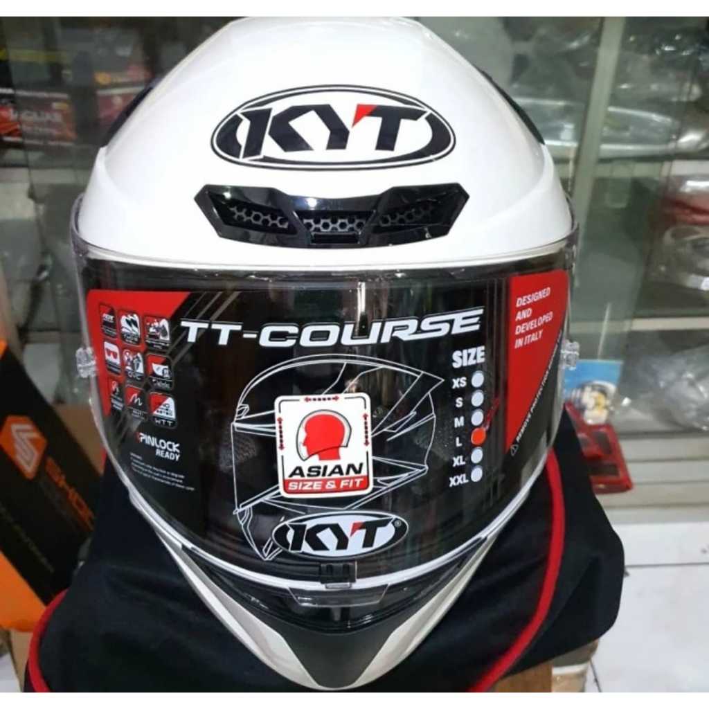 Helm KYT TT Course Solid Putih Original | Helm Full Face