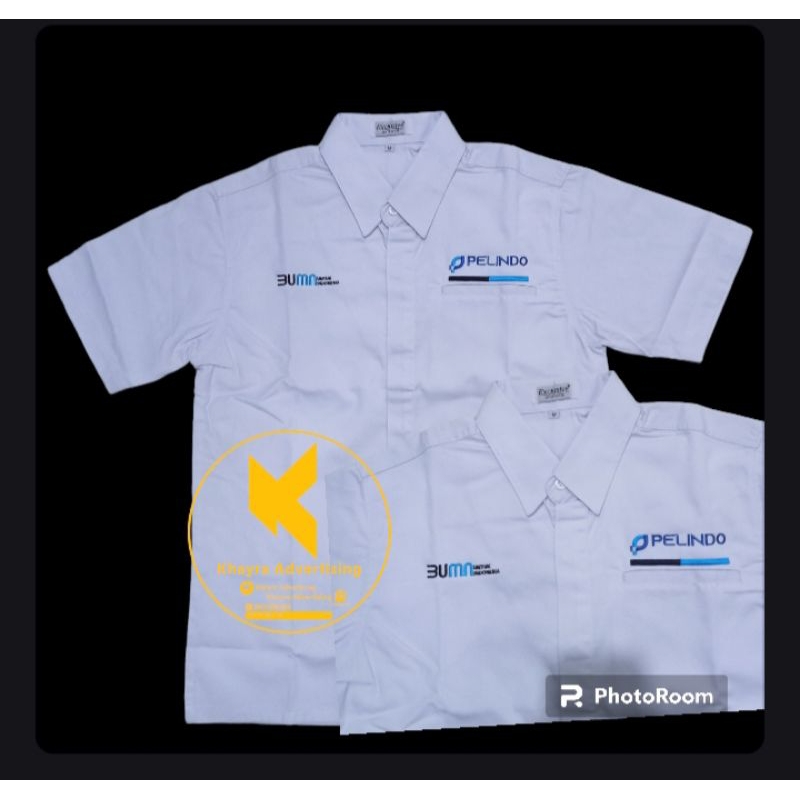 kemeja BUMN Pelindo seragam BUMN Pelindo baju BUMN Pelindo putih lengan pendek