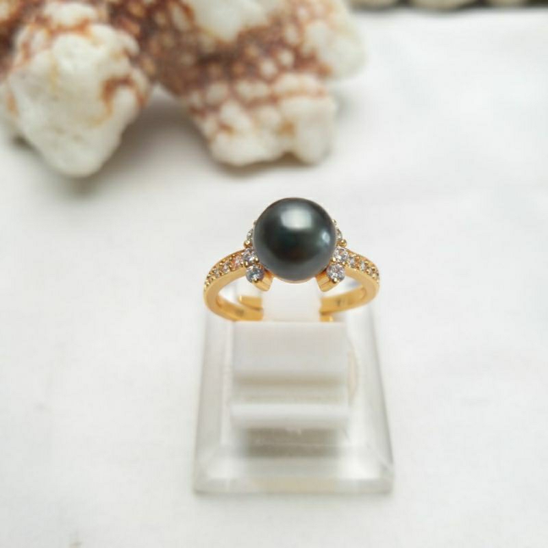 CINCIN MUTIARA LOMBOK AIR LAUT GRADE C HITAM TAHITIAN
